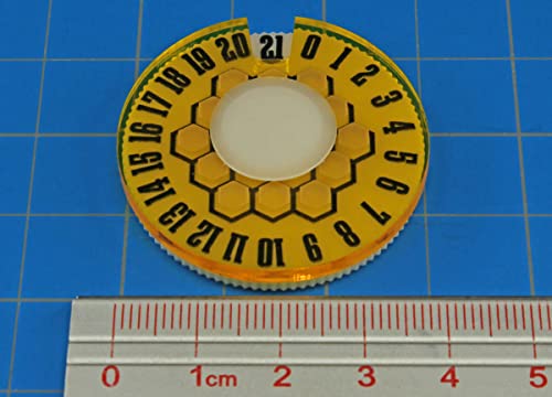 LITKO Life Counter Dial 0-21 | Compatible with MTG & D&D | Yellow | Single 40mm round | Transparent, laser-engraved Honeycomb pattern | Tracks HP, health & resources | No assembly, ready to use - color: Transparent Yellow