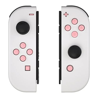 eXtremeRate Replacement Two-Tone Jelly Buttons for JoyCon, Pale Red & Clear w/Symbols Custom Controller ABXY Direction Home Capture + - Keys, DIY Action Face Buttons for Nintendo Switch & Switch OLED - color: Pale Red & Clear
