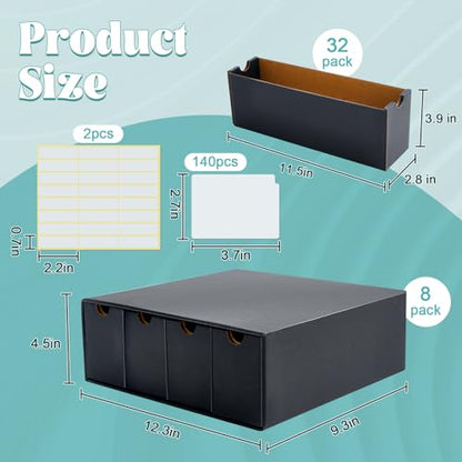 Cholemy Trading Card Storage Box Card Organizer 15000+ with 70 Cardboard Storage Divider, Label Sticker for Collection Compatible with Tcg, Sport Cards(8 Row, 4 in A Row,Black) - size: 8 Row, 4 in A Row