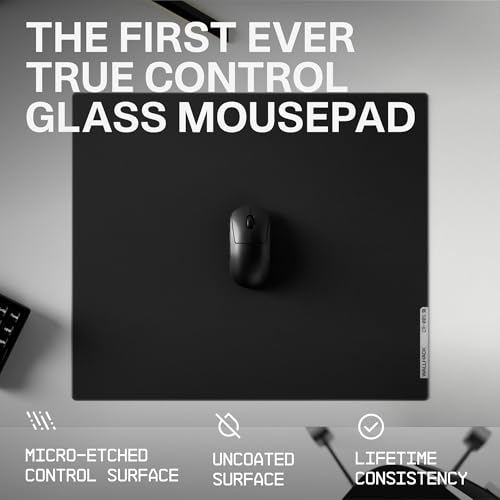 Wallhack CR-005 Glass Gaming Mouse Pad, 20x17.3 in, Black | Esport Mousepad Control Surface, Ultra-Smooth Glasspad With Silicone Backing, 3mm Tempered Glass, Carry Case Included - color: CR-005 Control | Black