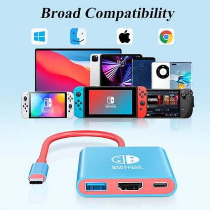 Switch Docking Station for Nintendo Switch, 100W Fast Charging Dock Station with 4K@60Hz HDMI, USB C to HDMI Adapter for Steam Deck, MacBook, Laptop, TV Monitor