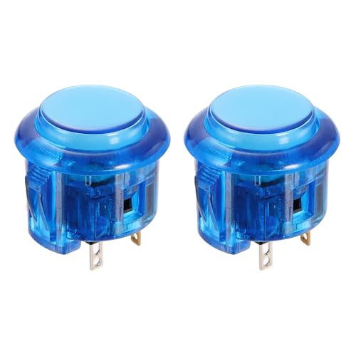 Nexarelle 2 Pcs Arcade LED Lights Push Button (24mm) - 5A 12/24V LED Illuminated Game Push Button for Arcade Machine/Fighting Stick/Video Gaming Controller, Blue - color: Blue