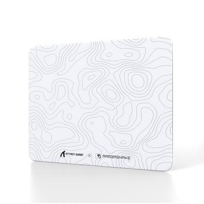 Attack Shark CM05SE Glass Gaming Mousepad,Nano-Micro-Etched Texture,Smooth Glass Surface,High Accuracy,Fast-Moving,Anti-Scratch, PU Leather Super Non-Slip Base,Small Size(16.1×12.2"),White Contour - color: White contour, size: 16.1L x 12.2W inches