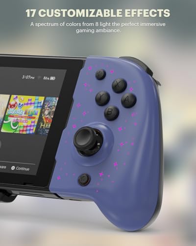 Wodbymat Controller for Nintendo Switch/OLED, Hall Effect One-Piece Joypad - Turbo, Dual Vibration & Customizable 7 LED Colors Lights & Pro Controller Replacement in Handheld Mode