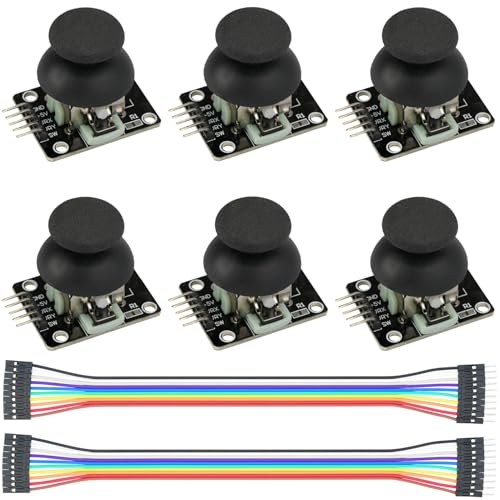 6Pcs Joystick Dual-axis XY Module | Compatible with PS2 Game Joystick, Control Lever Sensor Board, Compatible with Arduino Raspberry, KY-023