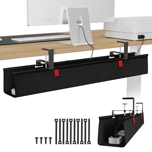 KEEGH Large 36" Under Desk Cable Management Tray - Under Desk Cord Organizer - Clamp/Screw Mount - Support Upto 70lbs - Fabric Wire Management - Gaming/PC Cable Raceways - Cord Hiders for Office/Home - color: Black, size: Large (36 Inch)