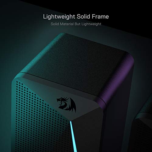 Redragon GS510 RGB Desktop Speakers, 2.0 Channel PC Computer Speaker with 4 Colorful LED Backlight Modes, Enhanced Bass and Easy-Access Volume Control, USB Powered w/ 3.5mm Cable - color: Black