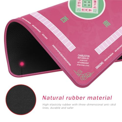 2F22E Mahjong Mat, Noise Reduction Non-Slip Mahjong Mat for Table, 32.4 * 32.4 Inch Mahjong Table Mat for Poker, Board Games Table Mat, Card Games, Tile Games, Dominoes (Pink) - color: Pink