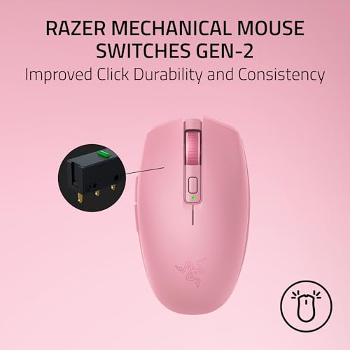 Razer Orochi V2 Wireless Gaming Mouse, PC & Mac, Portable, 60g, Quartz Pink | Bluetooth & 2.4GHz Wireless Connectivity, 18K DPI, Up to 1100 Hr Battery Life - color: Quartz