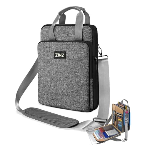 ZINZ Laptop Shoulder Bag 12.3-13 inch Case Sleeve, Expandable Handbag with Valuables Compartment Compatible with MacBook Air/Pro/Neo 13", iPad 12.9"/13"/11", Shockproof,Gray-Black edge - color: Gray-black Edge