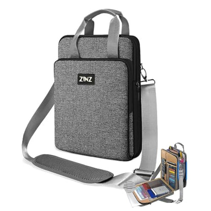 ZINZ Laptop Shoulder Bag 12.3-13 inch Case Sleeve, Expandable Handbag with Valuables Compartment Compatible with MacBook Air/Pro/Neo 13", iPad 12.9"/13"/11", Shockproof,Gray-Black edge - color: Gray-black Edge