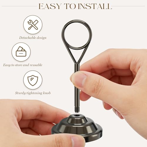 Urban Deco 16 Pieces Table Card Holder Place Card Holders 4 inches Steel Card Holders for Photos, Food Signs, Memo Notes, Weddings, Restaurants, Birthdays (Nickel Black Round) - color: Nickel Black Round