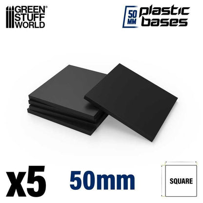 Green Stuff World 50mm Square Plastic Bases - Black, Small