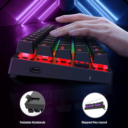 Portable 60% Mechanical Gaming Keyboard, Wired Keyboard with Blue Switches,LED Customization Backlit,61 Keys Ultra-Compact Mini OfficeKeyboard for PC/Mac/Xbox,Easy to Carry On Trip-Black - color: Premium Black
