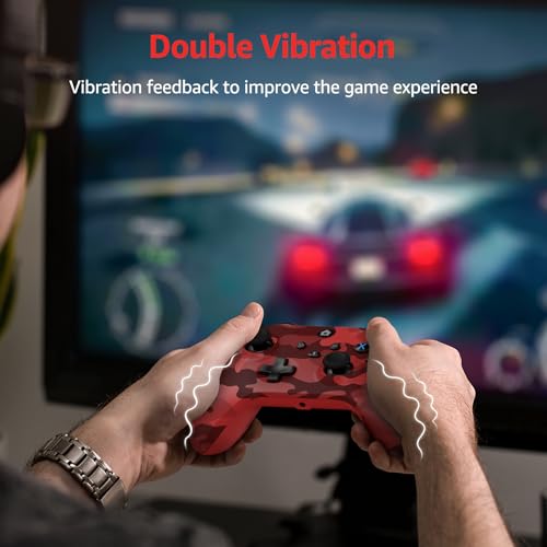 GMVOX Wireless Controller for X-BOX/PC,Camo Red | 2.4g Adapter,Support Turbo/3.5MM Audio Jack/Dual Vibration,Compatible with X-BOX Series S/X/PC/IOS/Android Platforms - color: red camo