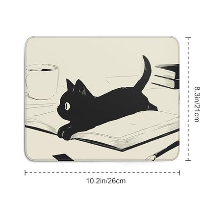 Cute Black Cat Mouse Pad,Kawaii Anime Cat Mouse Pads for Wireless Mouse Desk Accessories,10"X8" Travel Mousepad with Non-Slip Rubber Base, Stitched Edge Mouse Pads for Desk,Computers,Laptop,Office - color: S-11
