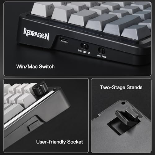 Redragon K686 PRO Wireless RGB Gasket Gaming Mechanical Keyboard, Easy Knob | Multi-Function Control Wheel, 0-Delay Tri-Mode, Cushioned 5-Layer Noise Dampening for Creamy Thocky Sound, Practical 98 Keys - color: Concrete Jungle, size: 98 Keys