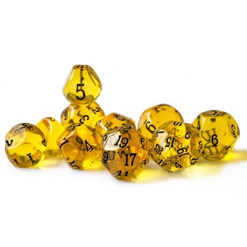 10 Pieces Odd Numbered Polyhedral Dice Set D3-D25, Odd Number Dice D3, D5, D7, D9, D11, D13, D15, D17, D19, D25 for Role Playing Table Games (Amber Set) - color: Amber Set