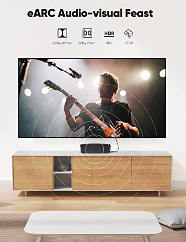 Highwings Long 8K Fiber Optic HDMI Cable 65FT, Unidirectional 2.1 48Gbps High-Speed Slim HDMI 8K60Hz 4K120Hz HDR/eARC Compatible for PS6 and DVD - size: 65 feet