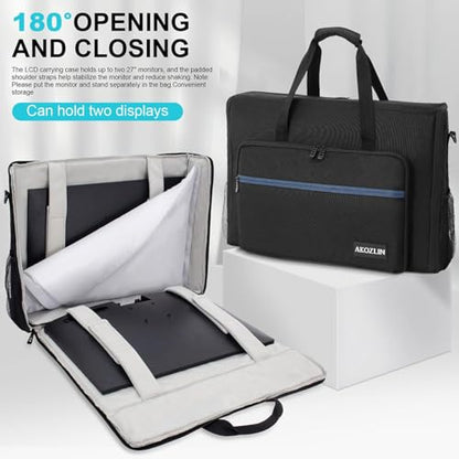 AKOZLIN 27"-32" Dual Monitor Carrying Case, Padded TV Travel Case | 27 inch Monitor Travel Case (NOT for iMac), 32 inch Monitor Bag, LCD Screens Transport Tote Bag with Shoulder Strap Pockets - size: For Dual 27"- 32" Screen