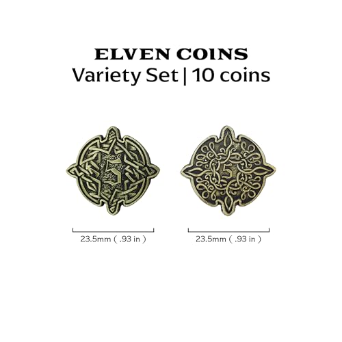 Norse Foundry Adventure Coins - A Set of 10 Metal Plated Novelty Coins in Elven Style - Perfect for Any Roleplaying Game (RPG) or LARP Session - style: Elven