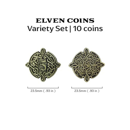 Norse Foundry Adventure Coins - A Set of 10 Metal Plated Novelty Coins in Elven Style - Perfect for Any Roleplaying Game (RPG) or LARP Session - style: Elven