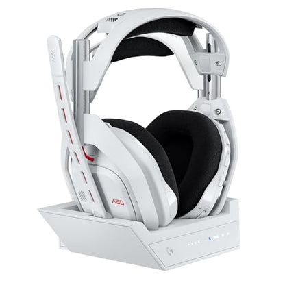 Logitech G Astro A50 Multi-Platform Wireless Gaming Headset - White | For PS5, Xbox, PC, Switch - PLAYSYNC Audio Switcher, <16 bit/48kHz (Console), <24 bit/48 kHz (PC), <24hr Battery, 2.4GHz & BT - color: White, style: PLAYSYNC Audio