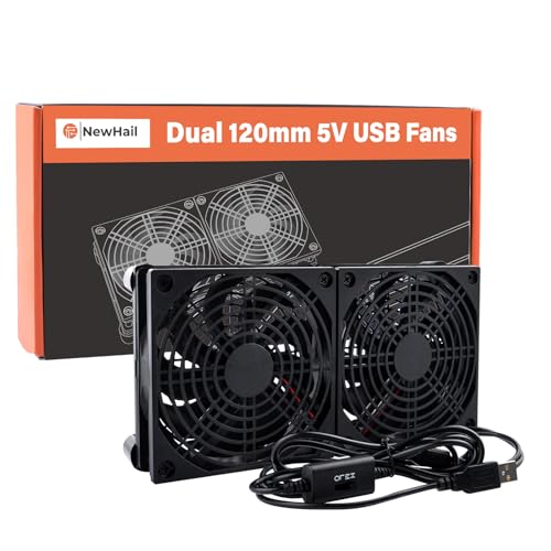 Quiet Dual 120mm USB Fan Dual-Ball Bearings, USB Fan 5V, with L/M/H 3-Degree Speed Controller High Airflow Cooling Fan for Router Modem Receiver DVR PlayStation Xbox TV Box - size: Dual 120mm
