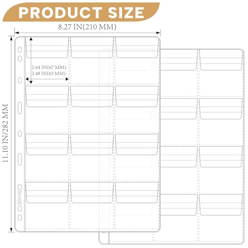 25 Sheets Coin Pocket Pages - 12 Pocket Standard 9-Hole 300 Pockets Inserts Collecting Sleeves for Coins [67mm X 63mm Each Pocket] CS0312512 - color: 12 Pocket(63mm X 67mm Each Pocket), size: 25 Sheets