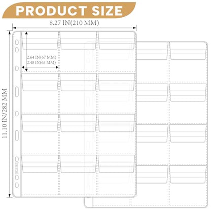 25 Sheets Coin Pocket Pages - 12 Pocket Standard 9-Hole 300 Pockets Inserts Collecting Sleeves for Coins [67mm X 63mm Each Pocket] CS0312512 - color: 12 Pocket(63mm X 67mm Each Pocket), size: 25 Sheets
