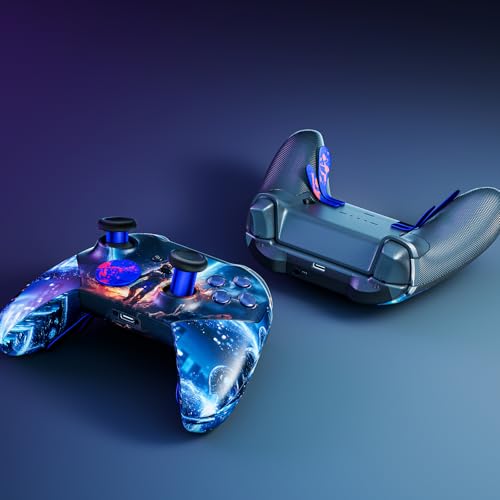 14-in-1 Controller Accessories Kit Compatible with Xbox Elite Series 2, 6 Premium Metal Thumbsticks, Swap Joysticks, 4 Interchangeable Paddles, 2 D-Pads, 1 Tool & 1 Storage Bag (Blue+Red) - color: Blue+Red