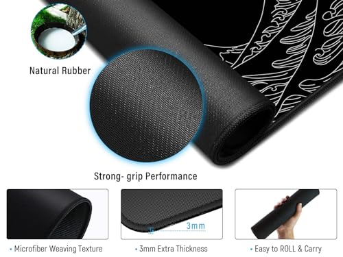 JIALONG Gaming Mouse Pad, Large Mousepad with Non-Slip Rubber Base, Smooth Cloth Surface Desk Keyboard Mat for Computer, PC, Laptop, Desktop 35.4 x 15.7 Inches, Black - color: Dimgray
