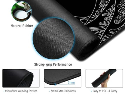 JIALONG Gaming Mouse Pad, Large Mousepad with Non-Slip Rubber Base, Smooth Cloth Surface Desk Keyboard Mat for Computer, PC, Laptop, Desktop 35.4 x 15.7 Inches, Black - color: Dimgray