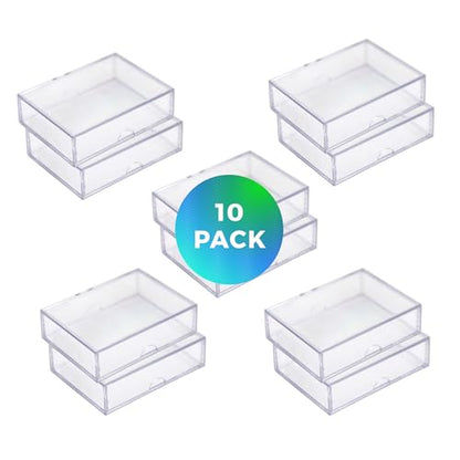 10-Pack Clear Acrylic Card Storage Boxes with Lids – Holds 52 Playing Cards or 50 Standard Trading Cards Each, Stackable Organizer for Sports & TCG Cards (Unsleeved) - size: 3 1/2" L x 2 1/2" W x 1" H, style: 10.0