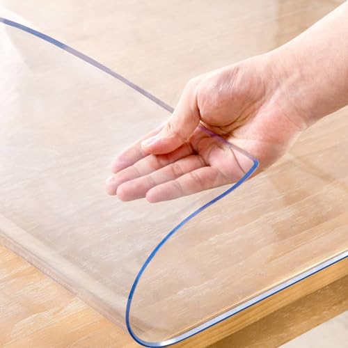 14 x 48 Inch Clear Table Cover Protector, 2mm Thick Clear Desk Mat, Plastic Table Cover, Vinyl Table Protector, Desk Mats on Top of Desks - size: 14" x 48"