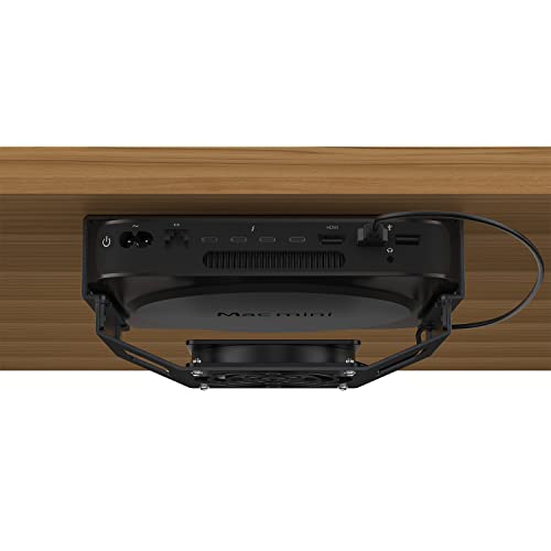 Mac mini Cooling Fan Mount, IFCASE Behind Monitor, Under Desk, Wall Mount Cooling Fan Stand for Mac mini 2010 to 2023 M2 Compatible VESA Holder with Anti-Scratch Pad (Black) - color: Black