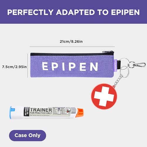 Portable EpiPen Carry Case, Insulated Emergency Medical Bag Maintain Med effectiveness, Fits 1 EpiPen, Asthma Inhaler, Auvi-Q, Allergy Medication, Travel EpiPen Holder for Adults or Kids (2PCS Purple) - color: 2PCS Purple