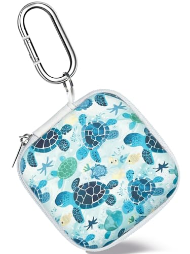 Earbud Case Headphone Organizer Ear Bud Case Portable EVA Carrying Box Storage Bag with Carabiner for AirPods Beats Bose Galaxy Buds 4/3/FE Data Cable Storage (Green Turtle) - color: Green Turtle