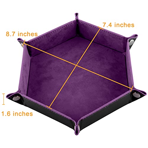 SIQUK 6 Pieces Dice Tray Hexagon Dice Rolling Holder Folding PU Leather Dice Trays for Dice Games Like RPG, DND and Other Table Games(Cyan, Black, Violet, Pink, Camel, Sky Blue) - color: Cyan, Black, Violet, Pink, Camel, Sky Blue
