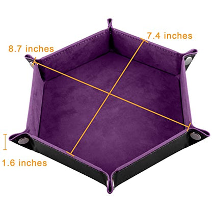 SIQUK 6 Pieces Dice Tray Hexagon Dice Rolling Holder Folding PU Leather Dice Trays for Dice Games Like RPG, DND and Other Table Games(Cyan, Black, Violet, Pink, Camel, Sky Blue) - color: Cyan, Black, Violet, Pink, Camel, Sky Blue
