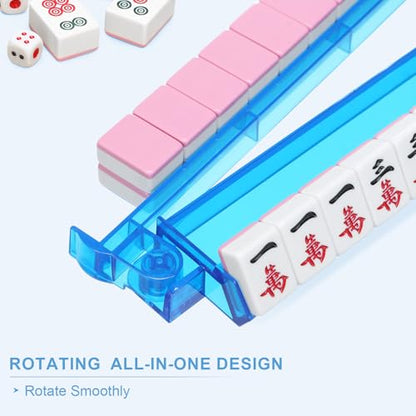 Mahjong Racks with Pushers 4PCS Set Majiang Tile Holder Acrylic Mahjong Racks Accessories and Gifts - color: Deep Blue