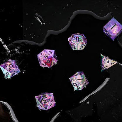 Electroplated Resin Dice Set, Resin Edge Sharp for Dungeons & Dragons RPG, MTG Board Games with Gift Box (Electroplating Purple Color) - color: Electroplating Purple Color