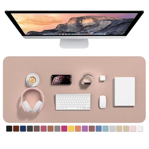 Hsurbtra Desk Pad, 35.5" x 17" PU Leather Desk Mat, XXL Extended Mouse Pad, Waterproof Desktop Blotter Protector, Non-Slip Ultra Thin Large Laptop Keyboard Writing Mat for Office Home, Beige Apricot - color: Beige Apricot, size: 35.5" x 17"