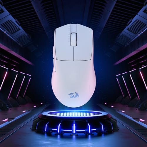 Redragon M916 PRO 3-Mode Wireless Gaming Mouse, 55G Ultra-Light 26K DPI Mouse w/Ergonomic Natural Grip Build, Full Programmable Buttons, Software Supports DIY Keybinds & DPI - color: White, style: 1K Hz