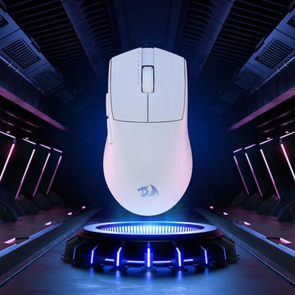 Redragon M916 PRO 3-Mode Wireless Gaming Mouse, 55G Ultra-Light 26K DPI Mouse w/Ergonomic Natural Grip Build, Full Programmable Buttons, Software Supports DIY Keybinds & DPI - color: White, style: 1K Hz