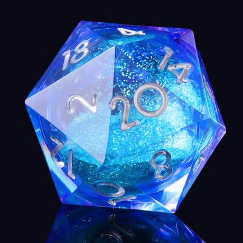 Liquid Core D20 DND 22MM Single Dice with Resin Sharp Edge 20 Sided D&D Dice, 22Mm Handmade Polyhedral for Dungeons and Dragons, RPG Games(Ocean Purple) - color: D20-liquid Ocean Purple