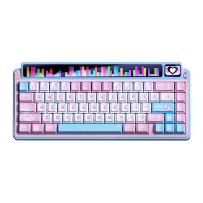 LEOBOG x Aula AMG65 Mechanical Gaming Wireless Keyboard Dual Screen | Tri-mode Bluetooth/2.4G/Wired,Wireless Keyboard,8000mAh,RGB,Rapid Trigger,Hot Swappable Pre-lubed Jasper Switches-Pink Meow - color: Pink Meow Star Language