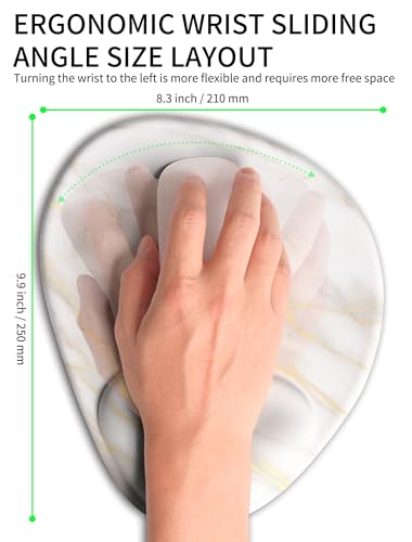 Palm-Rest and Wrist-Hugging Mouse Pad Wrist Rest, Ergonomic Wrist Support with Curve Fitting Cushioned Memory Foam for Carpal Tunnel Pain Relief, 9.9 x 8.3 Inch, Platinum Marble - color: Platinum Marble