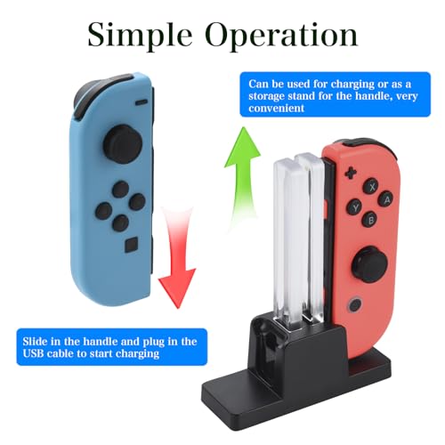 ELUTENG Nintendo Switch Controller Charger, 2 Port Joycon Charging Dock with LED Indicator & 3.3Ft USB-C Charging Cable for Switch & Joy-Con Controllers - color: White