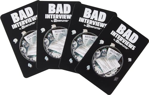 Mattel Games Bad Interviews by Funemployed Party Game, Game Night for 3 or More Players, Hilarious Quick-Thinking Interview Card Game